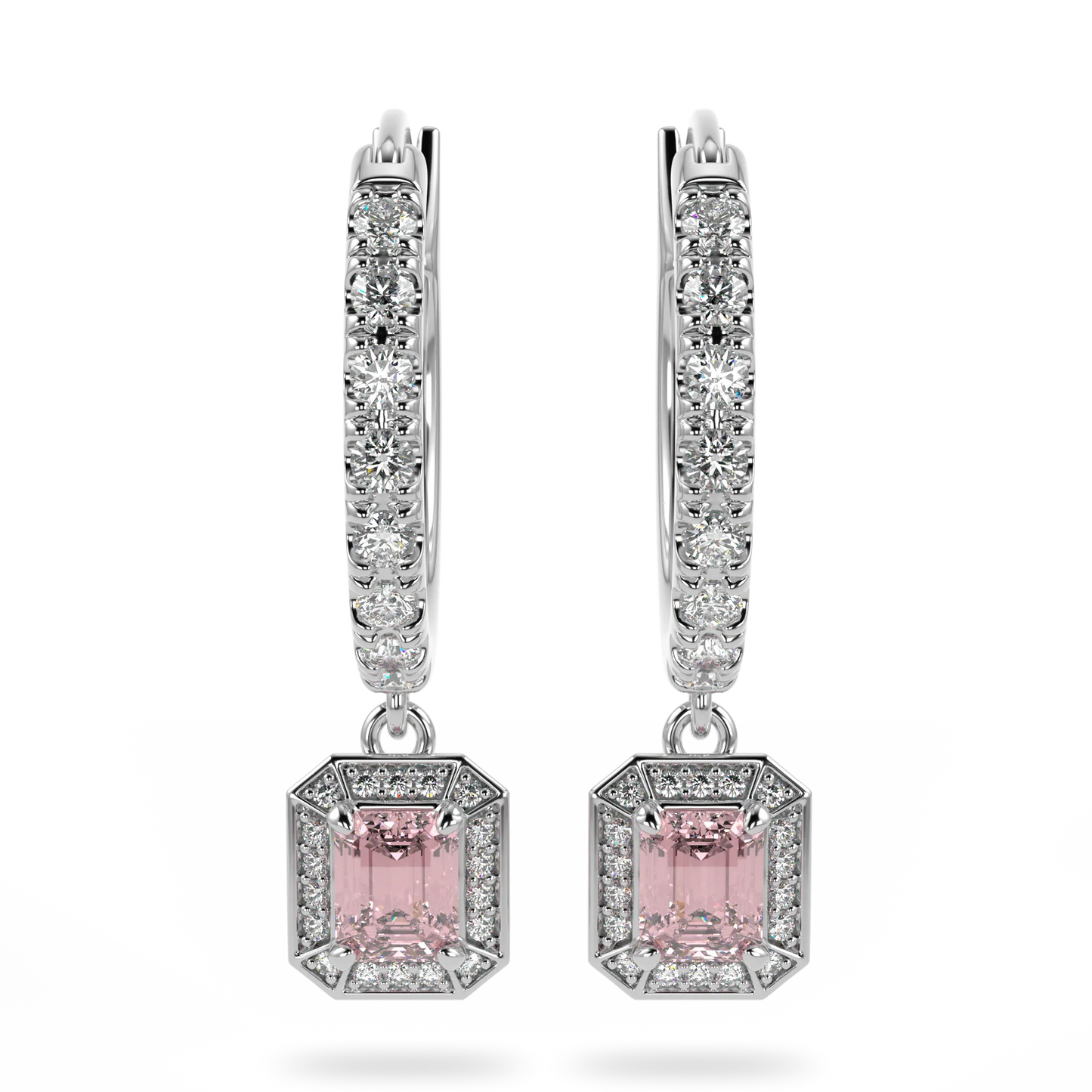 Empower White Gold Heritage Morganite Drop Earrings by Blacklock Jewellery, Empower collection