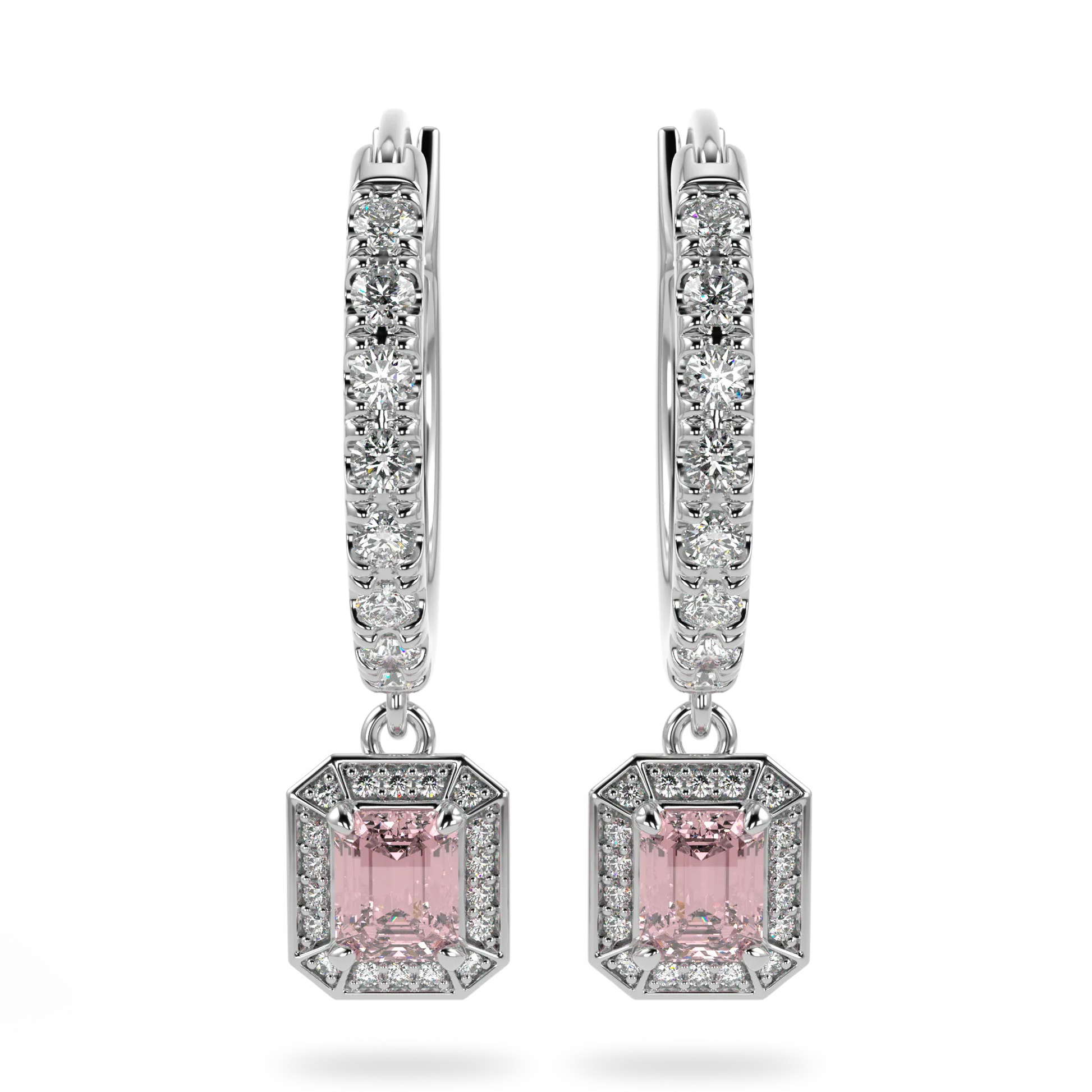 Empower White Gold Heritage Morganite Drop Earrings by Blacklock Jewellery, Empower collection