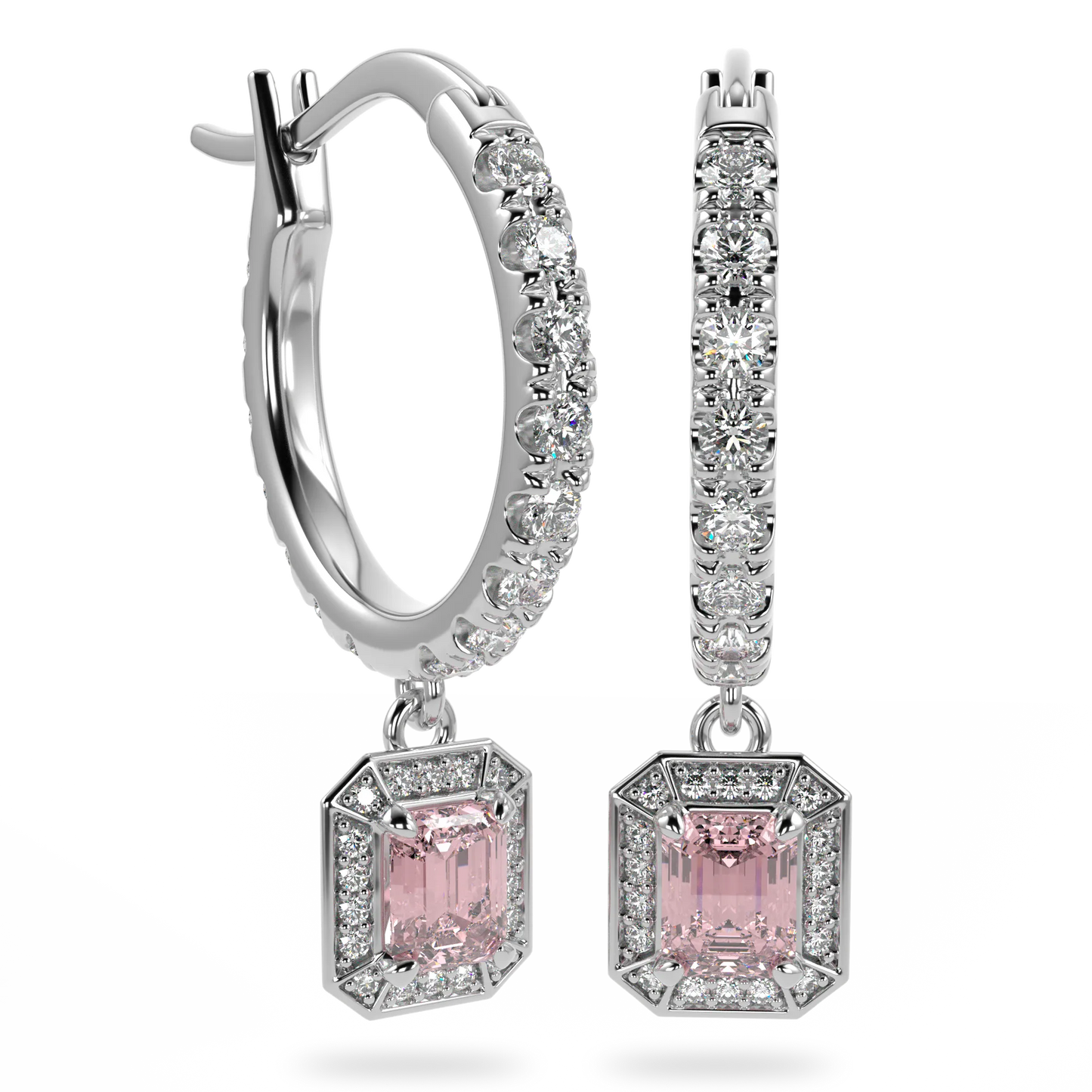 Blacklock Empower drop earrings in White Gold with Morganite — side view