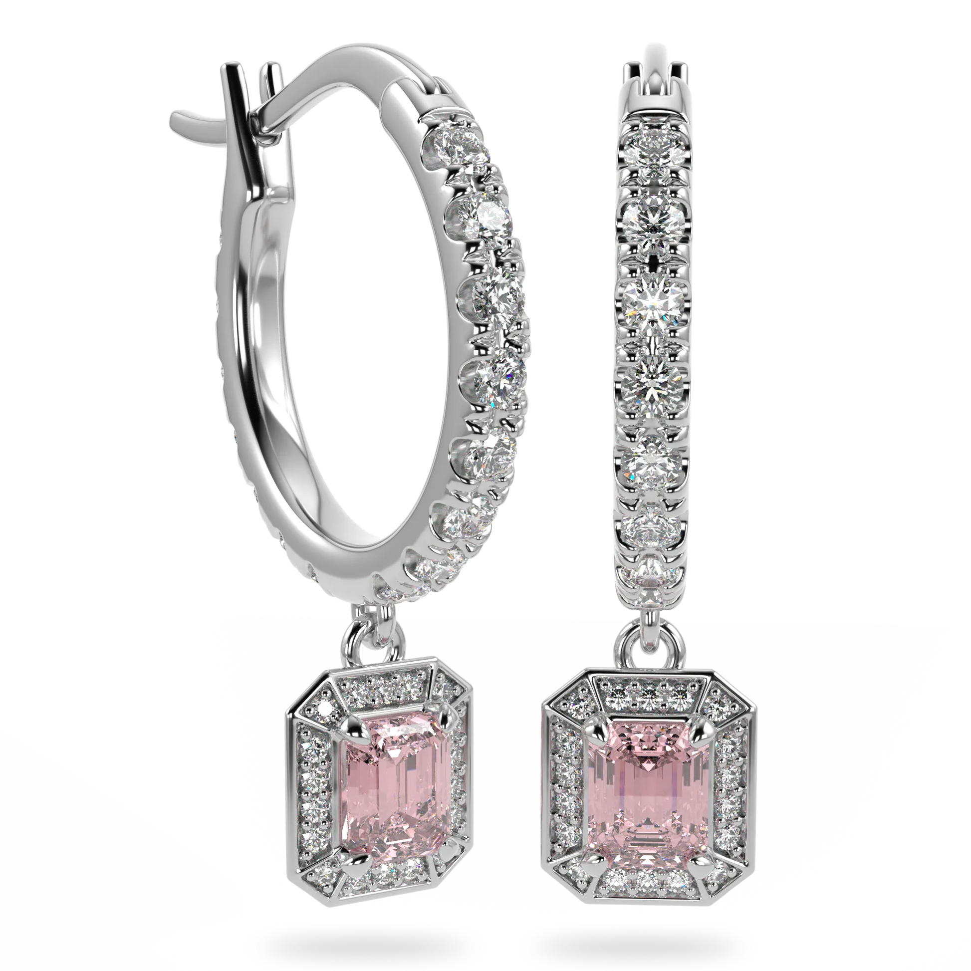 Blacklock Empower drop earrings in White Gold with Morganite — side view