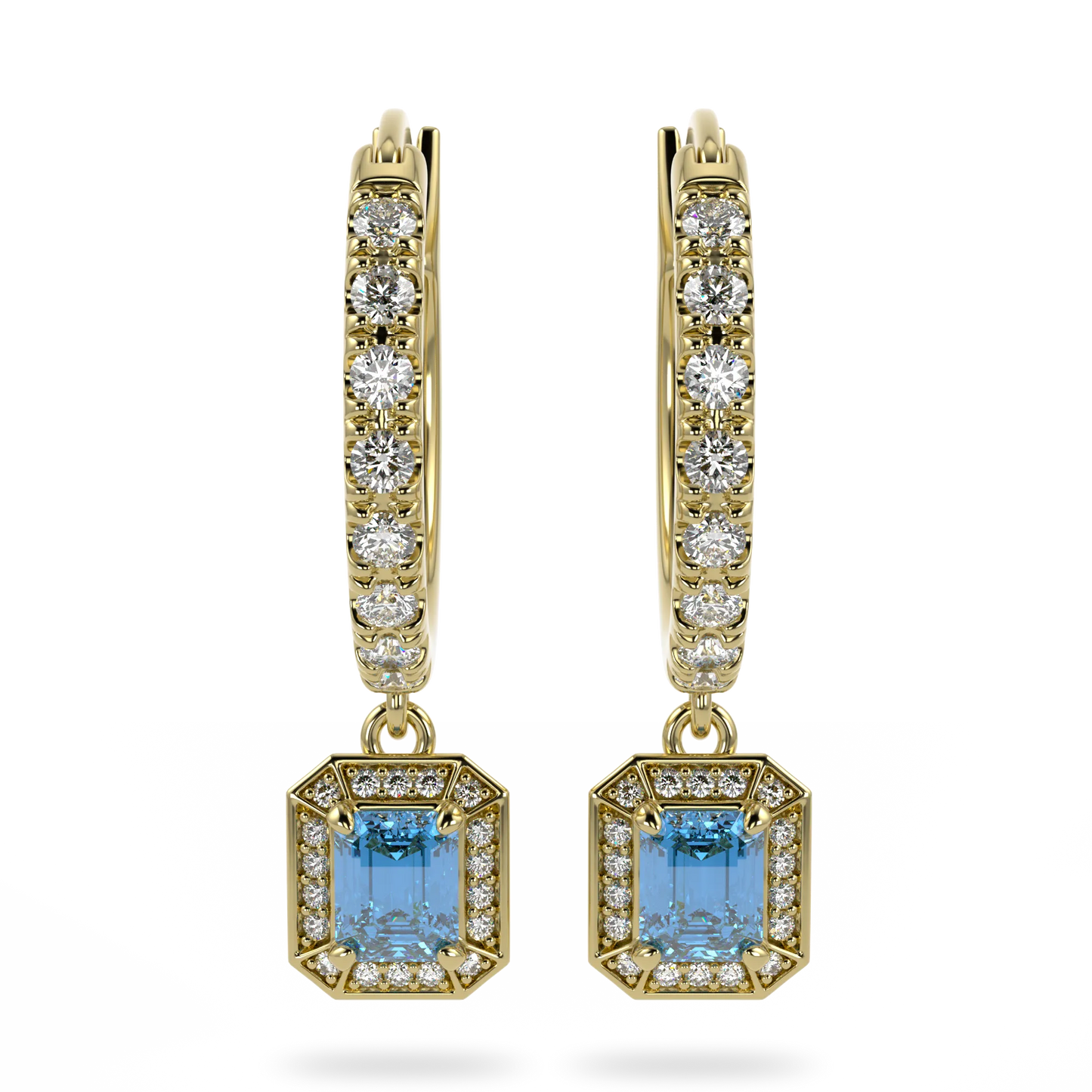 Blacklock Empower drop earrings in Yellow Gold with Aquamarine