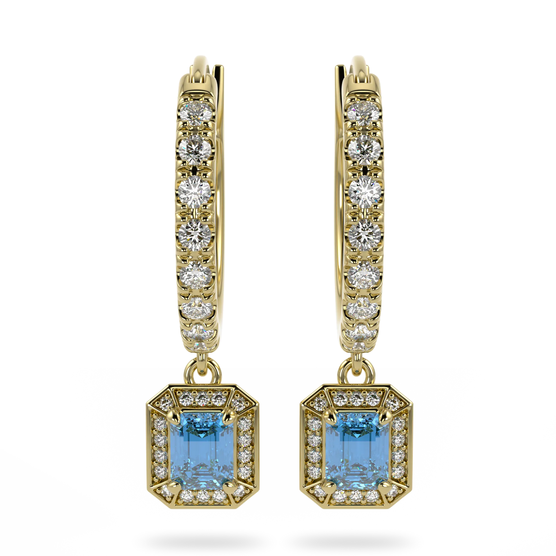 Blacklock Empower drop earrings in Yellow Gold with Aquamarine