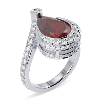 Handcrafted Platinum Ruby and Diamond ring by Blacklock, High Jewellery collection