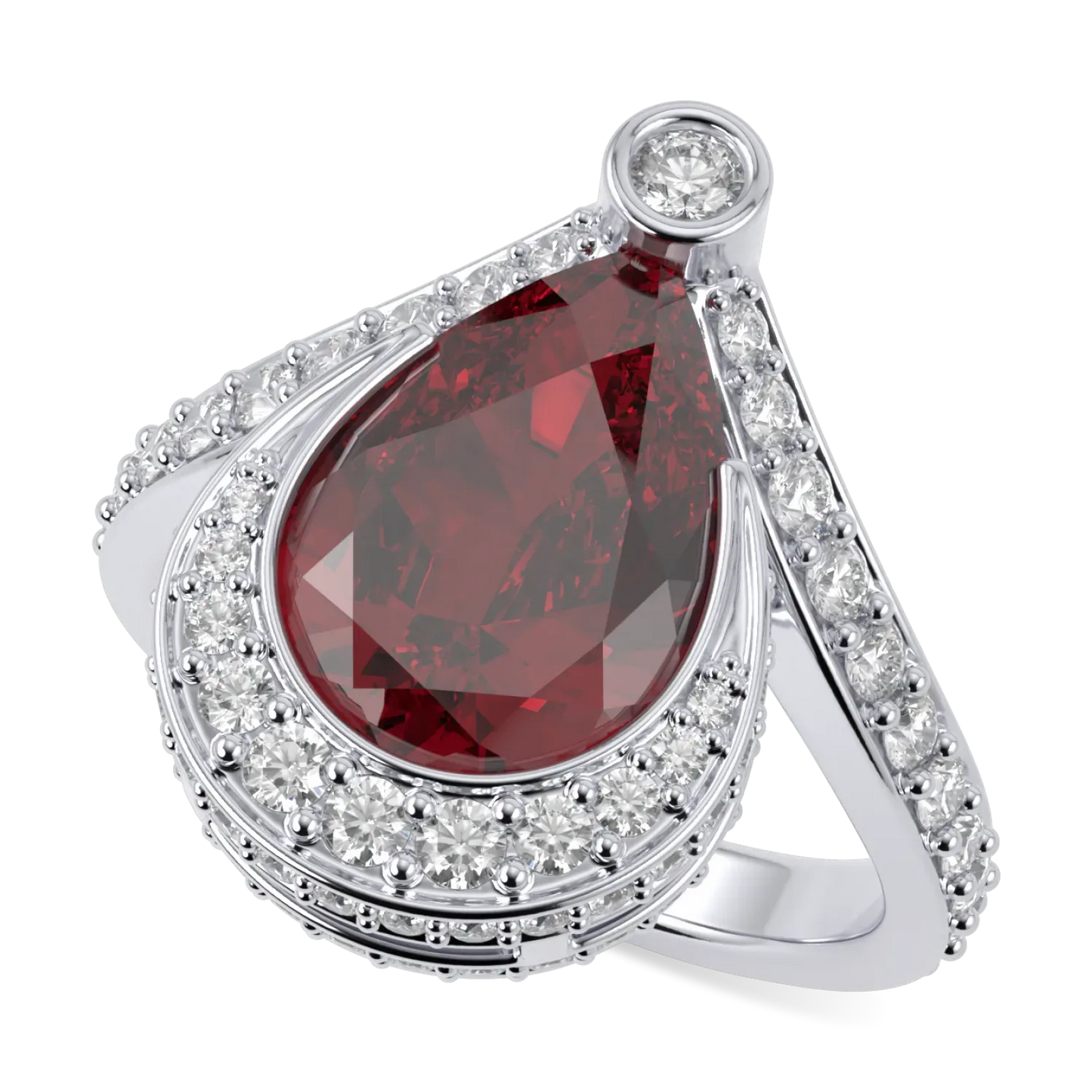 Blacklock Evermore High Jewellery collection Ruby and Diamond ring in Platinum — detail view