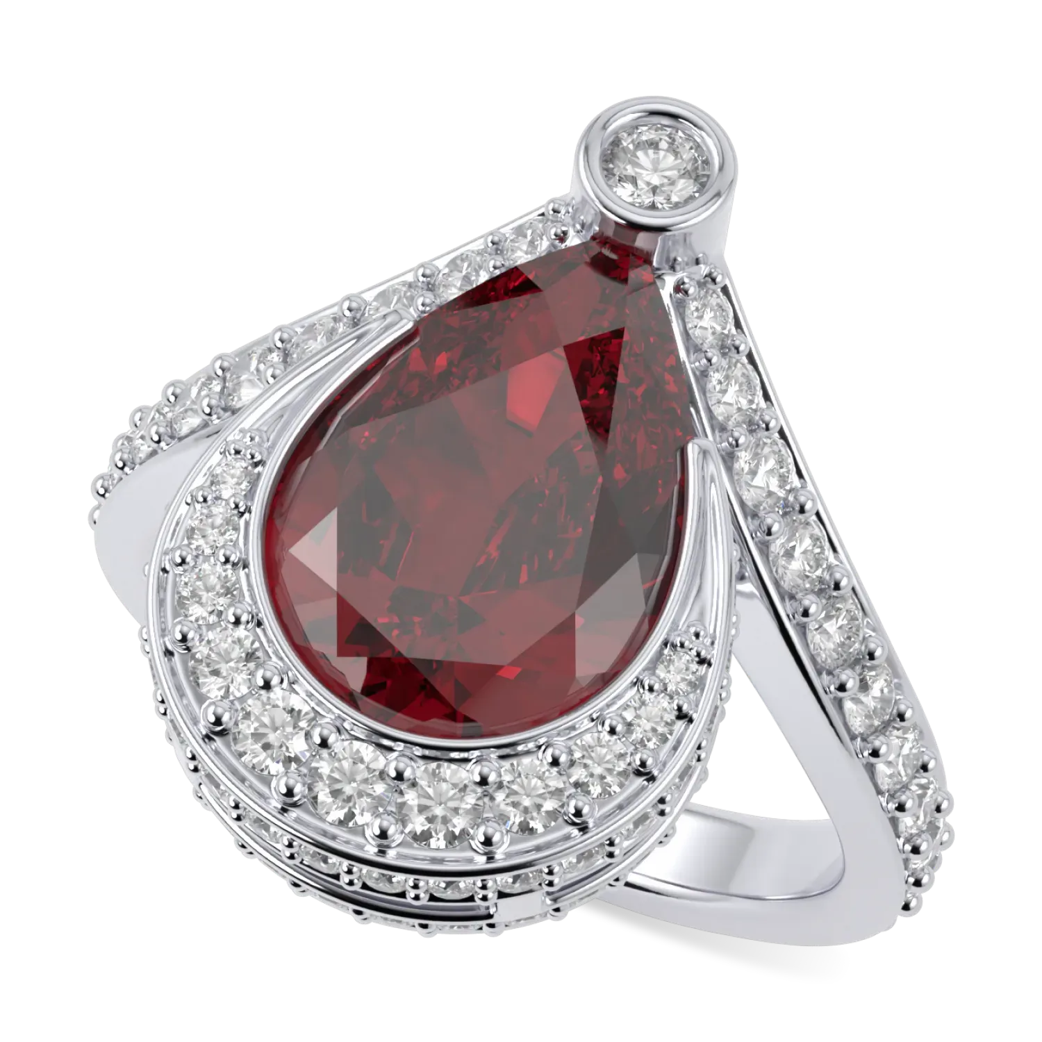 Blacklock Evermore High Jewellery collection Ruby and Diamond ring in Platinum — detail view
