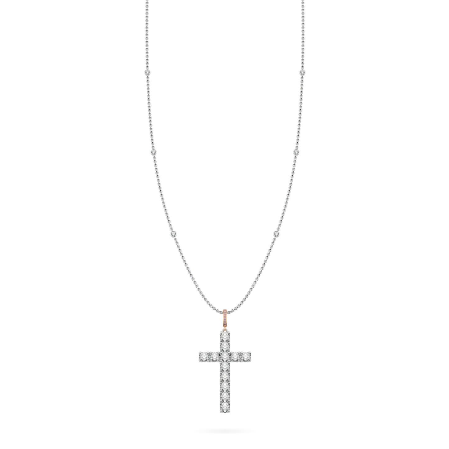 Faith Diamond set cross in Platinum, High Jewellery collection Blacklock Jewellery — straight on view