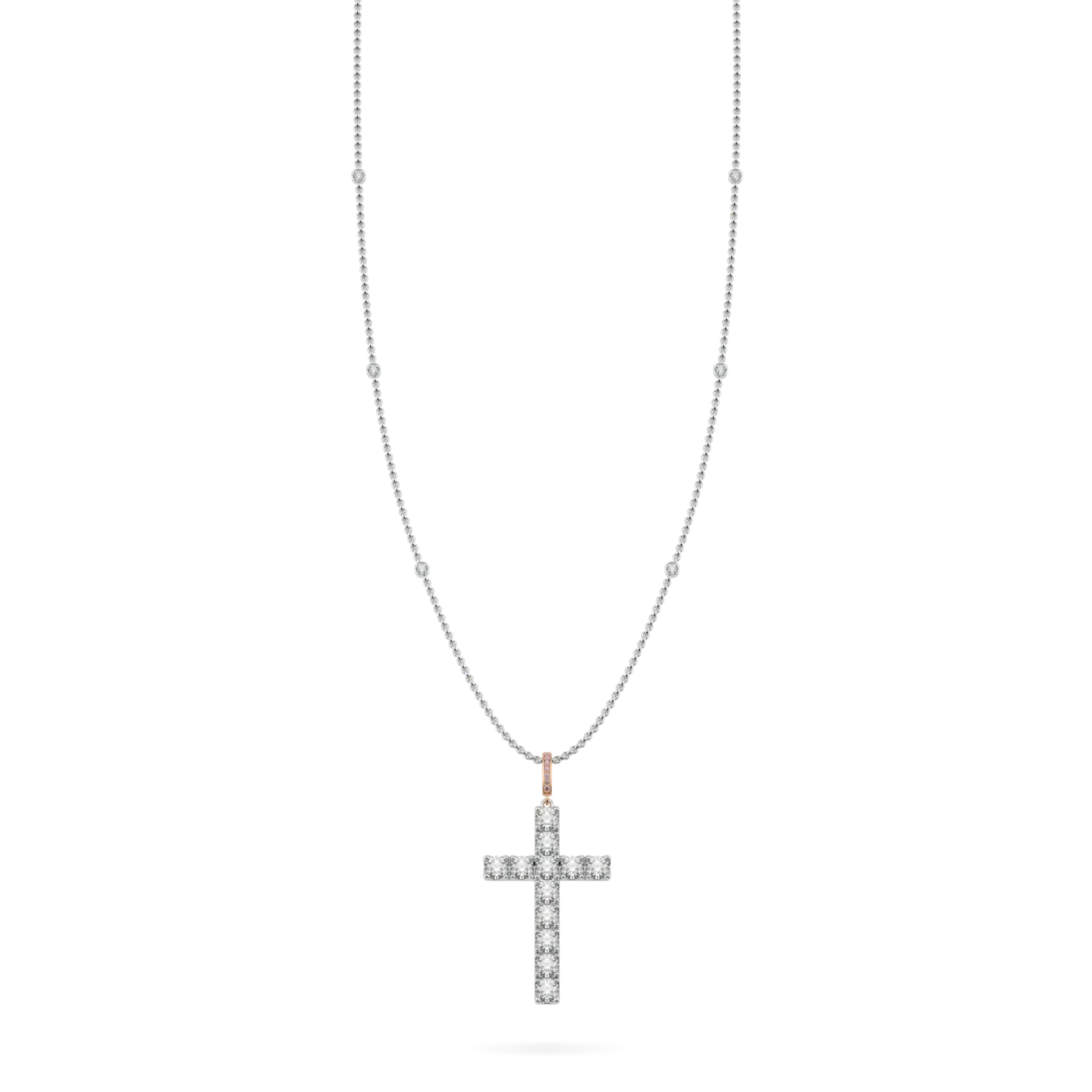 Faith Diamond set cross in Platinum, High Jewellery collection Blacklock Jewellery — straight on view