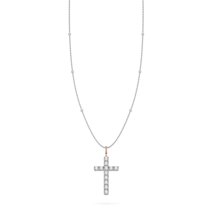 Faith Diamond set cross in Platinum, High Jewellery collection Blacklock Jewellery — straight on view