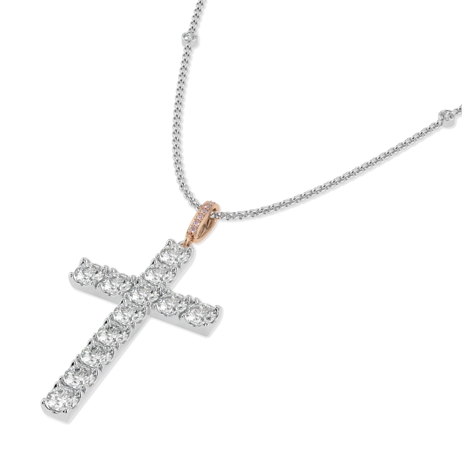 Handcrafted Platinum Diamond set cross by Blacklock, High Jewellery collection — detail view