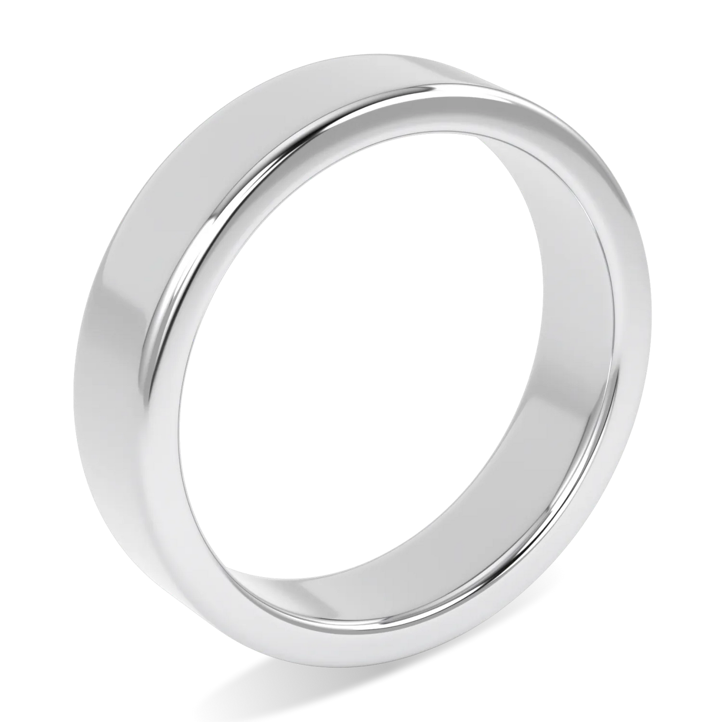 Handcrafted 5mm Platinum wedding band by Blacklock, Force collection — alternate angle