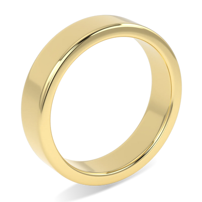 5mm 18ct Yellow Gold Wedding Band by Blacklock Jewellery, Force collection — alternate angle