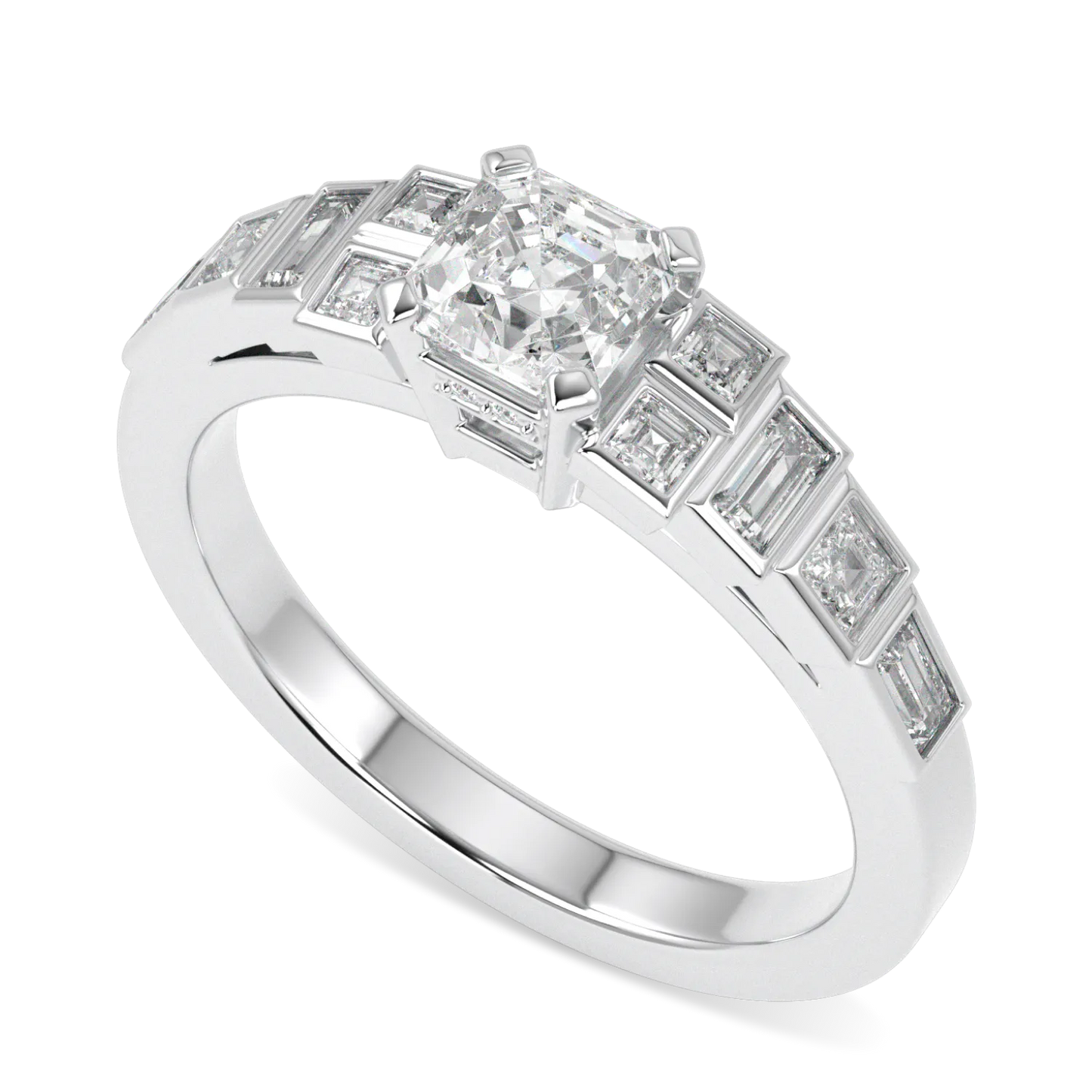 Platinum Asscher Cut Diamond Engagement Ring 0.50cts by Blacklock Jewellery, Force collection