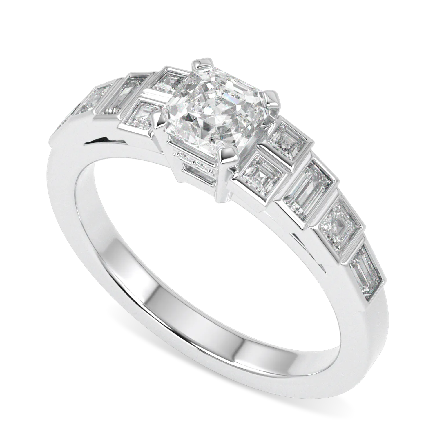 Platinum Asscher Cut Diamond Engagement Ring 0.50cts by Blacklock Jewellery, Force collection