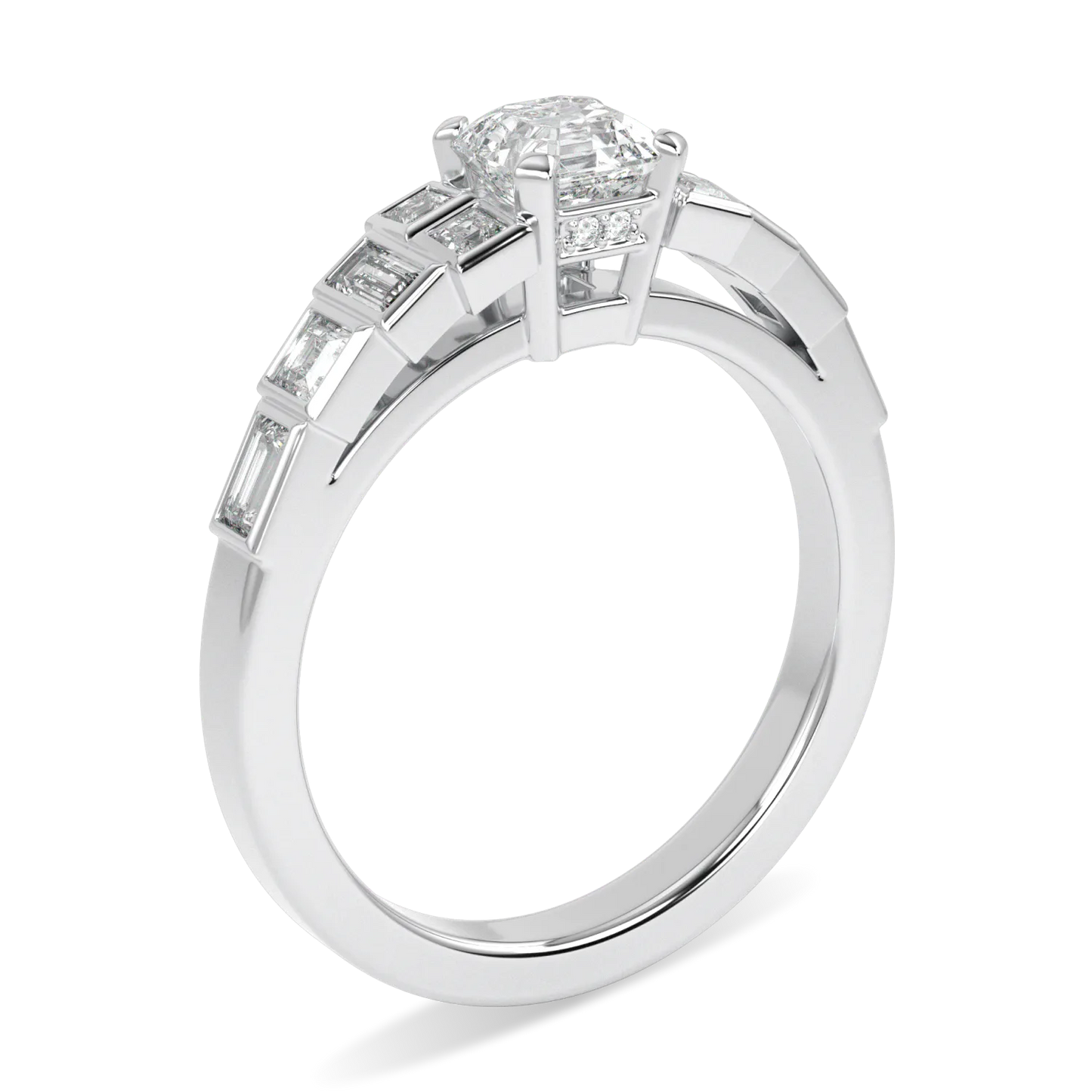 0.50cts Platinum Asscher Cut Diamond engagement ring from Blacklock's Force collection — detail view