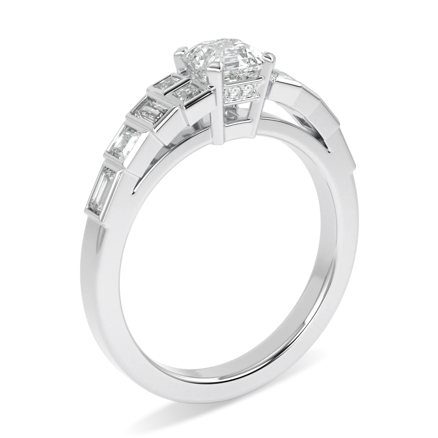 0.50cts Platinum Asscher Cut Diamond engagement ring from Blacklock's Force collection — detail view
