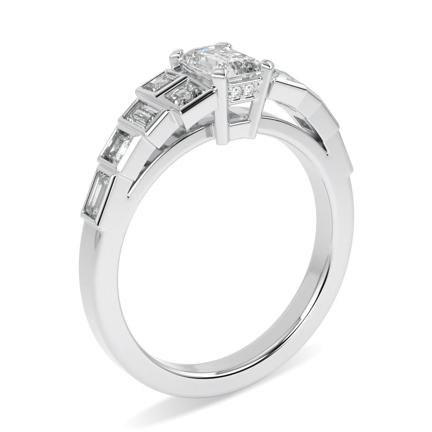 Platinum Emerald Cut Diamond Engagement Ring 0.50cts by Blacklock Jewellery, Force collection — detail view