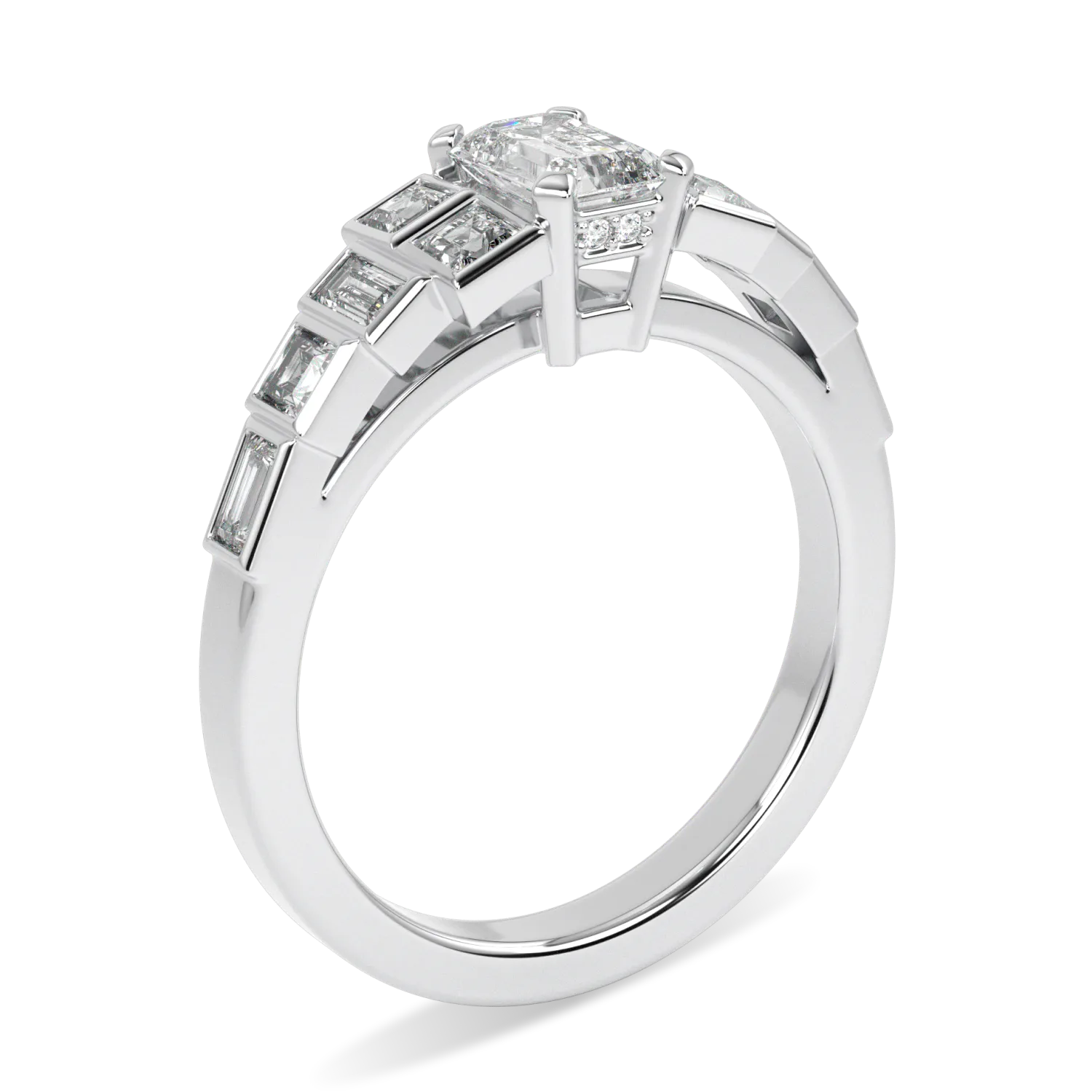 Platinum Emerald Cut Diamond Engagement Ring 0.50cts by Blacklock Jewellery, Force collection — detail view
