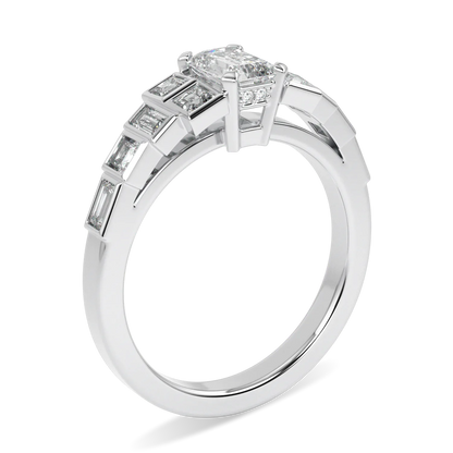 Platinum Emerald Cut Diamond Engagement Ring 0.50cts by Blacklock Jewellery, Force collection — detail view