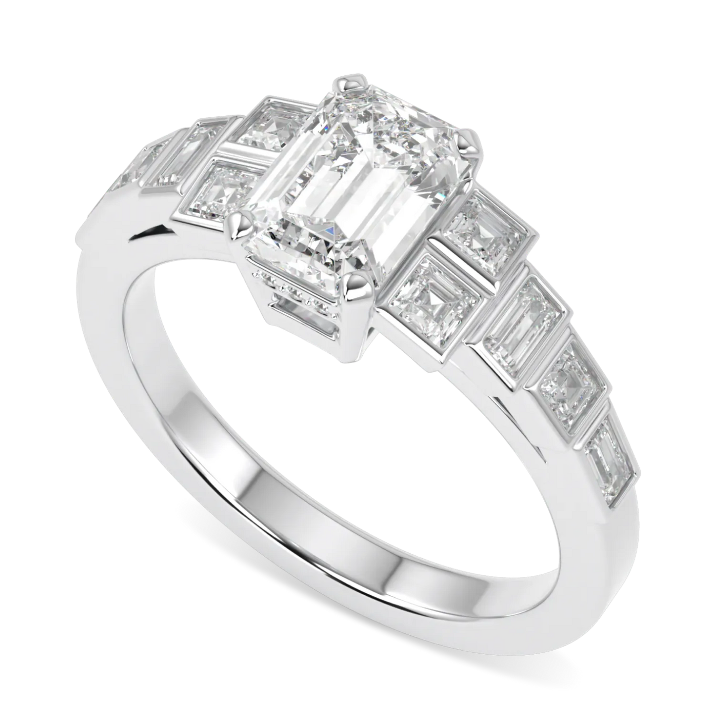 Platinum Emerald Cut Diamond Engagement Ring 1.00cts by Blacklock Jewellery, Force collection
