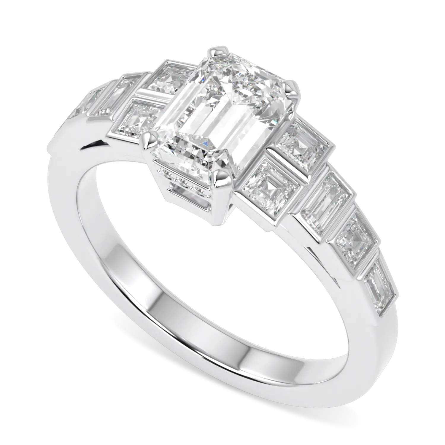 Platinum Emerald Cut Diamond Engagement Ring 1.00cts by Blacklock Jewellery, Force collection