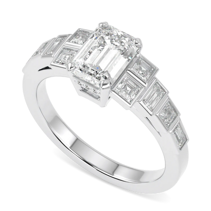 Platinum Emerald Cut Diamond Engagement Ring 1.00cts by Blacklock Jewellery, Force collection