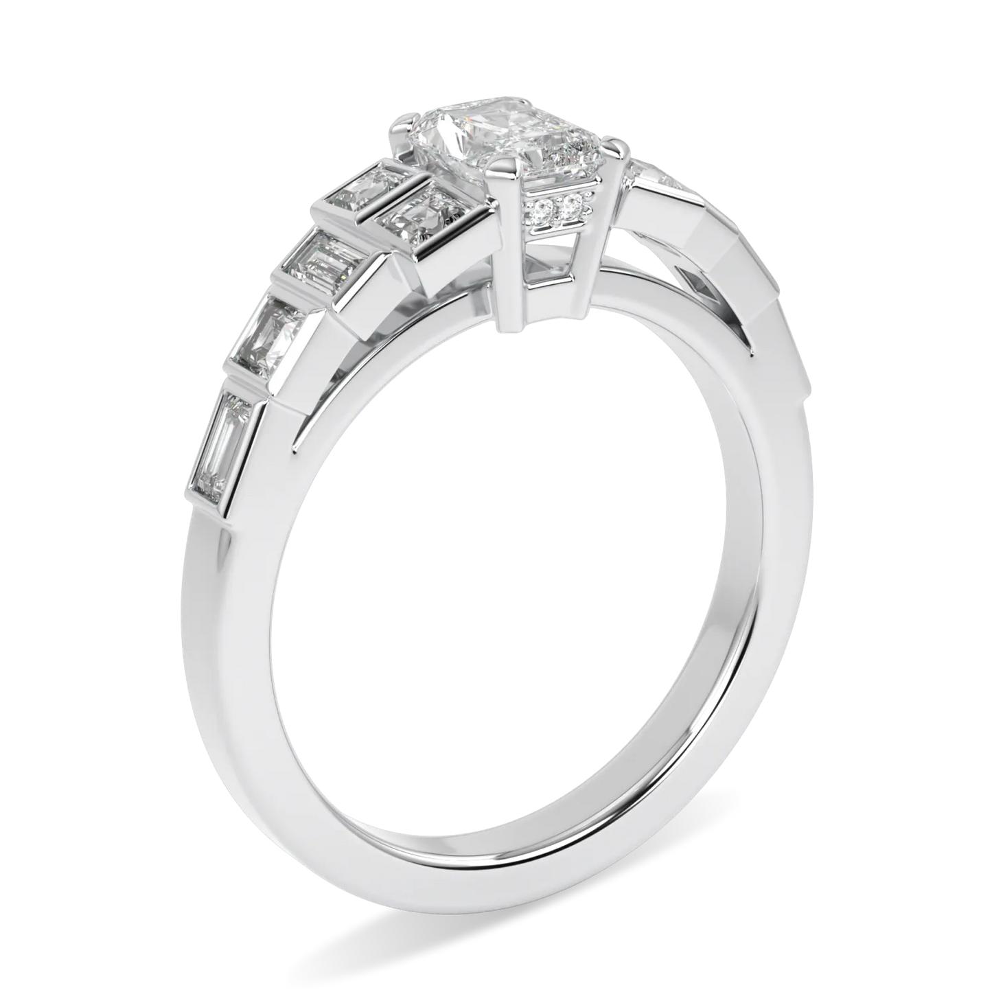 Handcrafted Platinum Diamond engagement ring by Blacklock, Force collection — detail view
