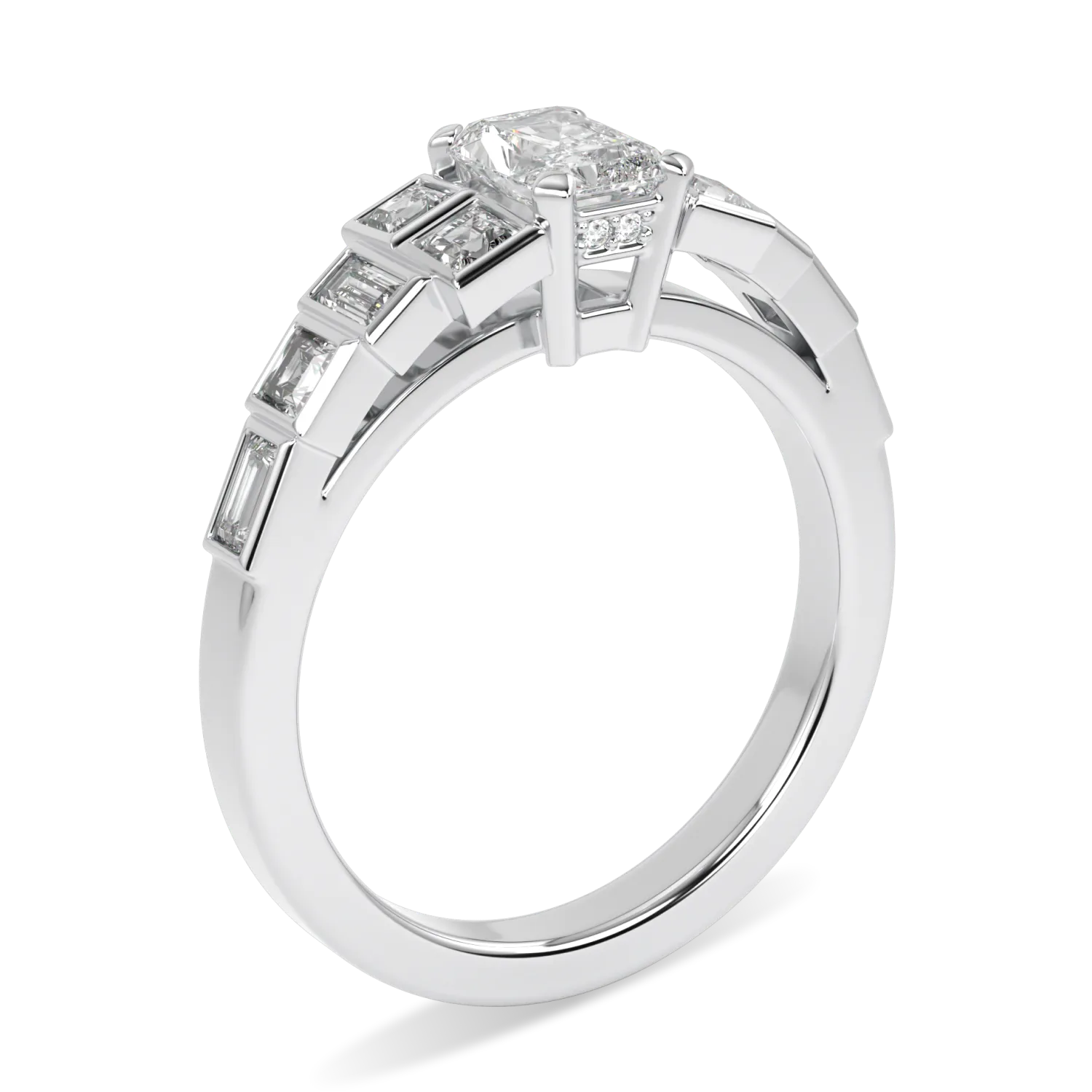 Handcrafted Platinum Diamond engagement ring by Blacklock, Force collection — detail view
