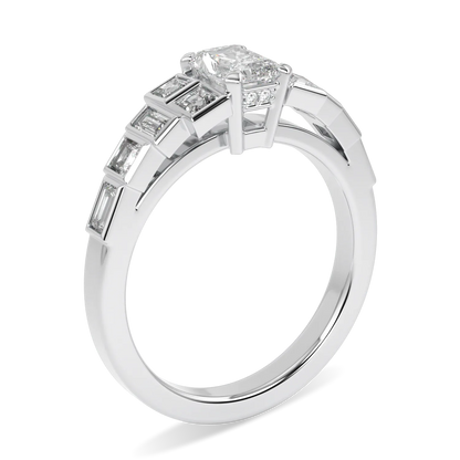 Handcrafted Platinum Diamond engagement ring by Blacklock, Force collection — detail view