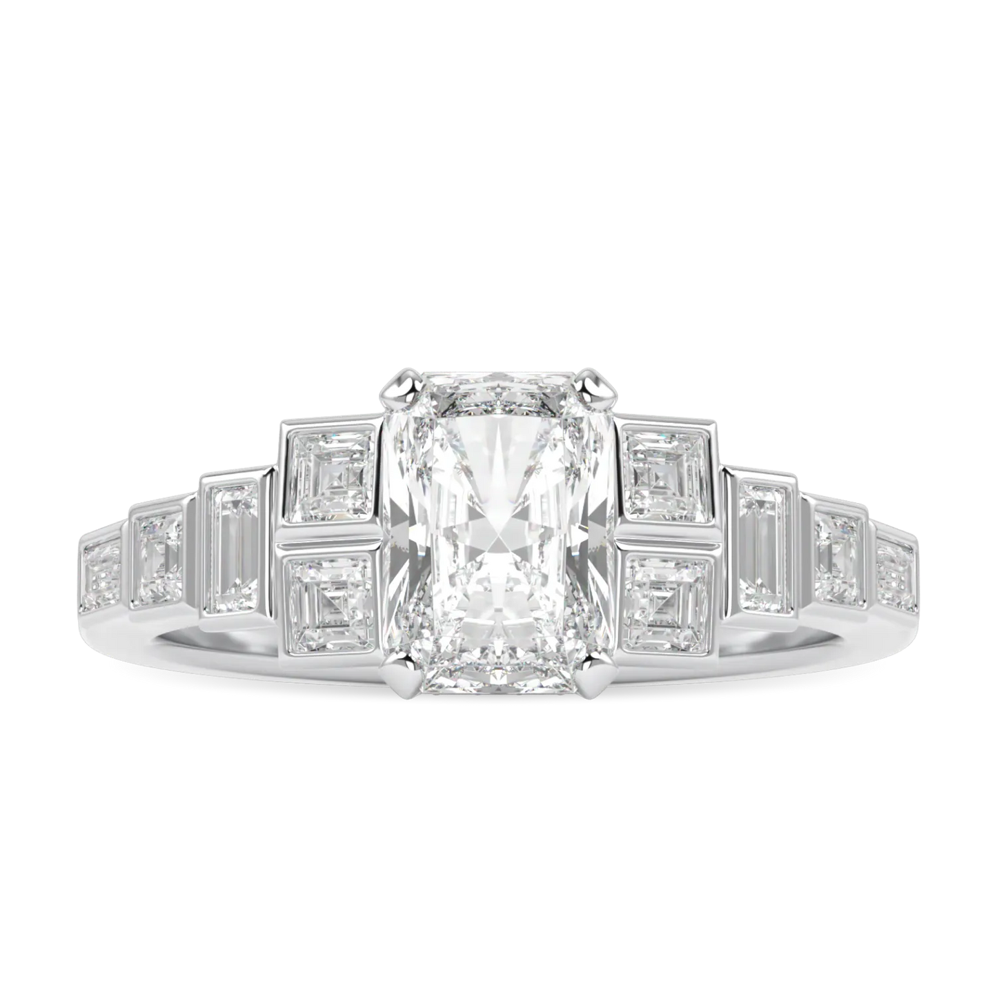 Platinum Radiant Cut Diamond Engagement Ring 1.00cts by Blacklock Jewellery, Force collection — side view
