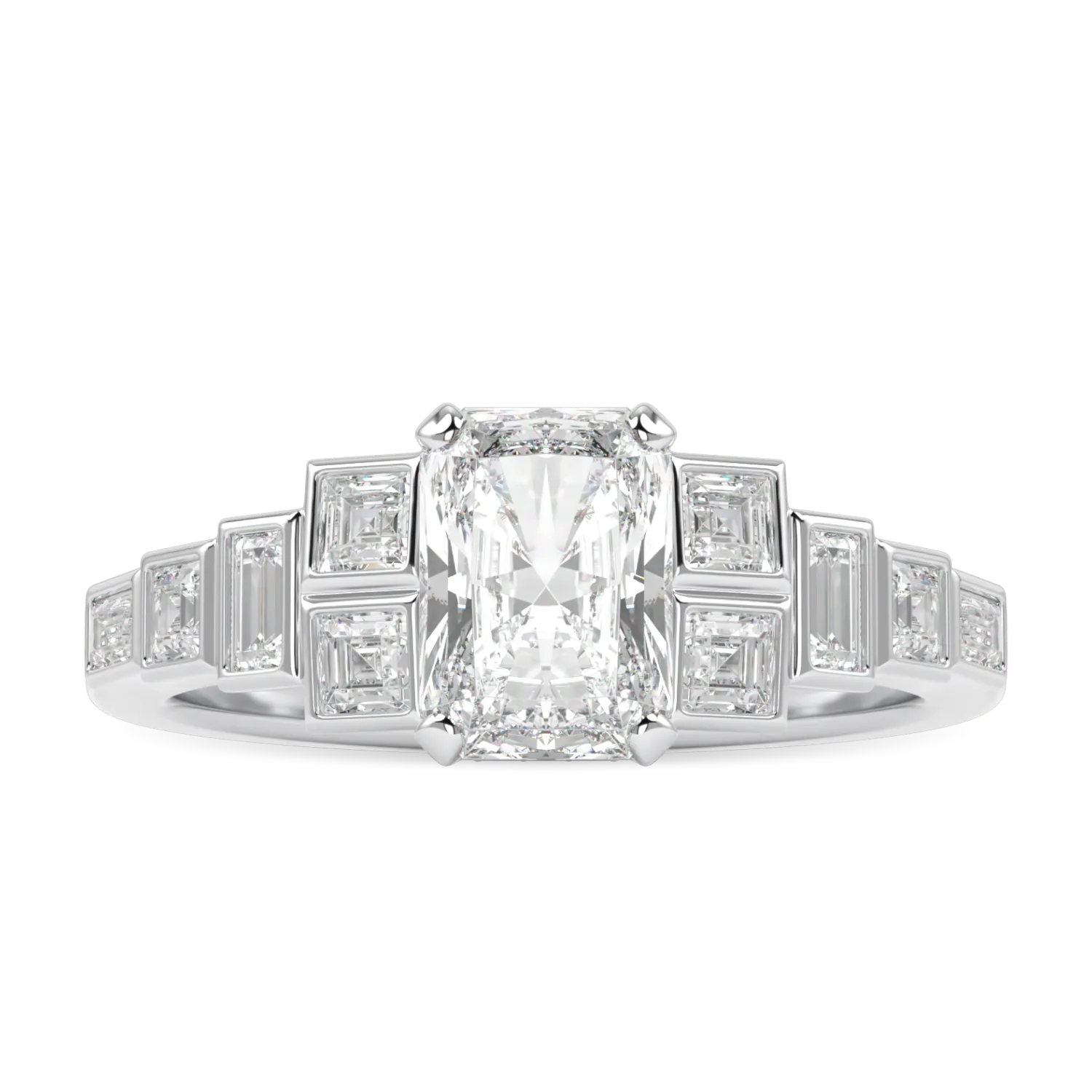 Platinum Radiant Cut Diamond Engagement Ring 1.00cts by Blacklock Jewellery, Force collection — side view