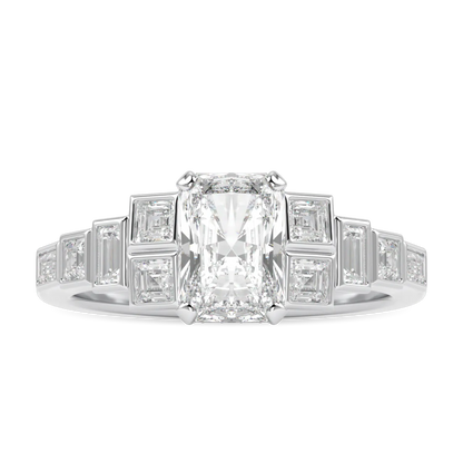 Platinum Radiant Cut Diamond Engagement Ring 1.00cts by Blacklock Jewellery, Force collection — side view