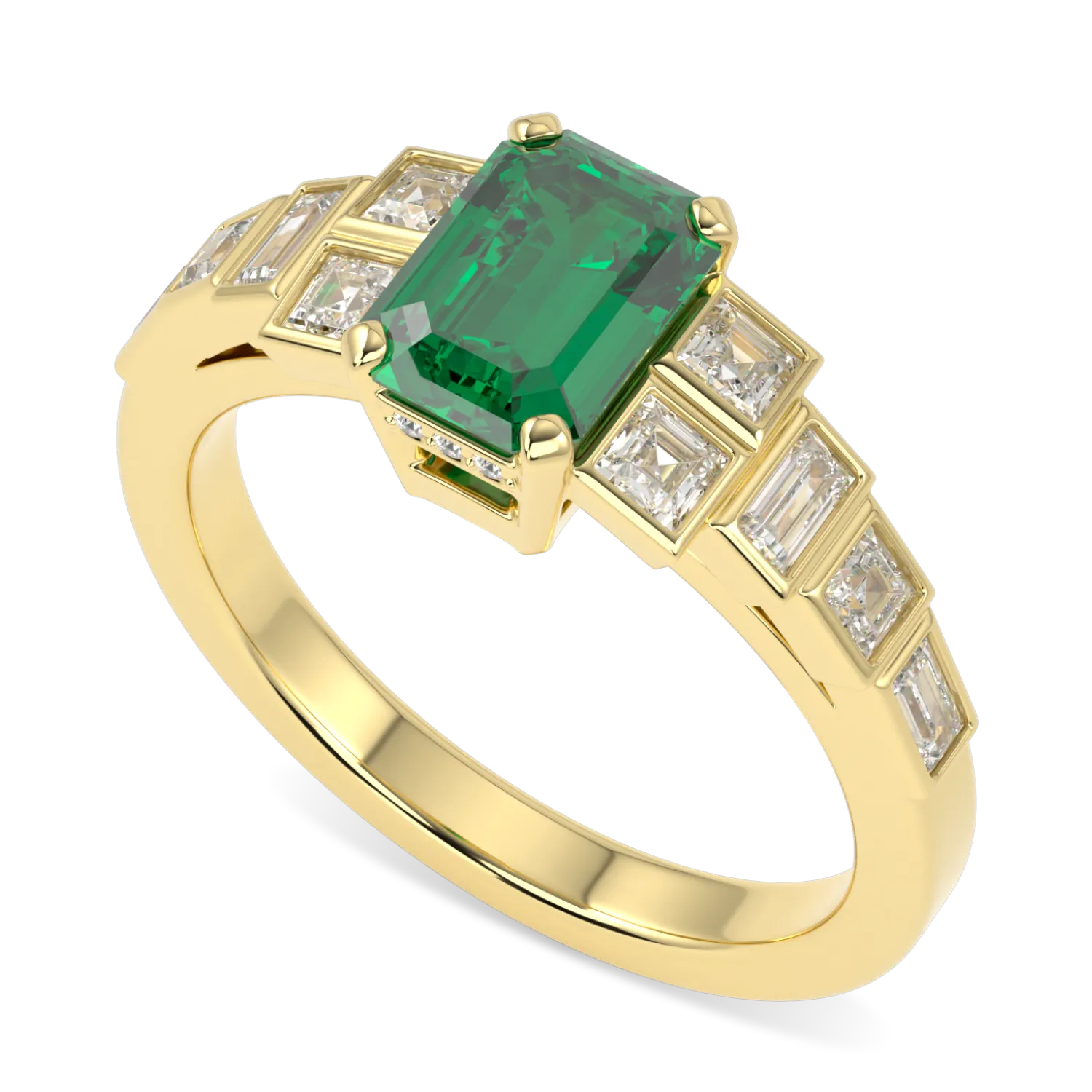 18ct Yellow Gold 0.95cts Emerald and Diamond engagement ring from Blacklock's Force range
