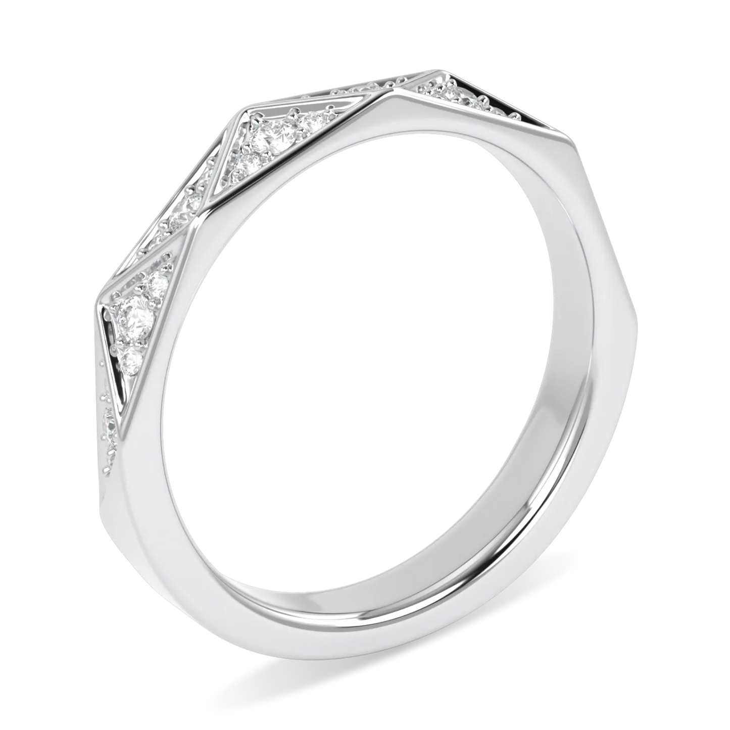 Blacklock Hawthorn wedding band in Platinum with Diamond — side view