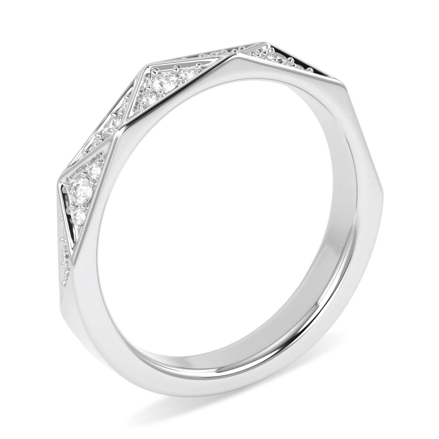 Blacklock Hawthorn wedding band in Platinum with Diamond — side view
