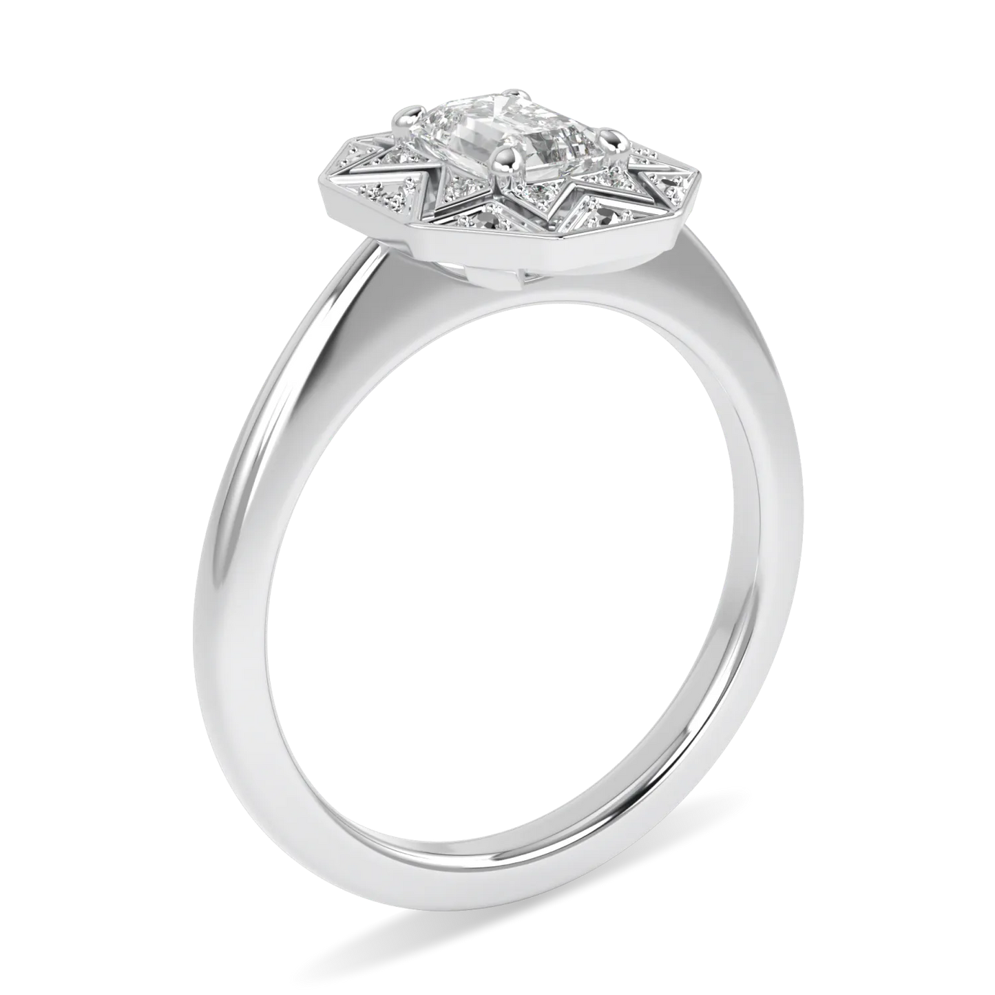 Hawthorn Platinum Emerald Cut Diamond Engagement Ring 0.50cts by Blacklock Jewellery, Hawthorn collection — detail view