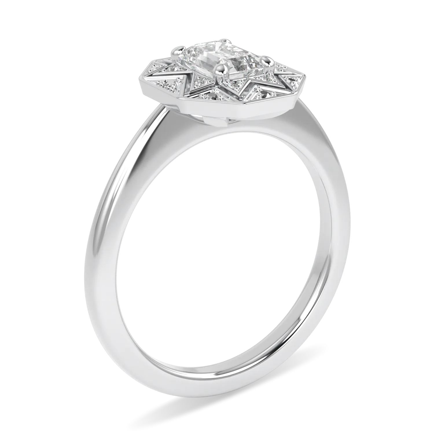 Hawthorn Platinum Emerald Cut Diamond Engagement Ring 0.50cts by Blacklock Jewellery, Hawthorn collection — detail view