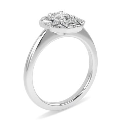 Hawthorn Platinum Emerald Cut Diamond Engagement Ring 0.50cts by Blacklock Jewellery, Hawthorn collection — detail view