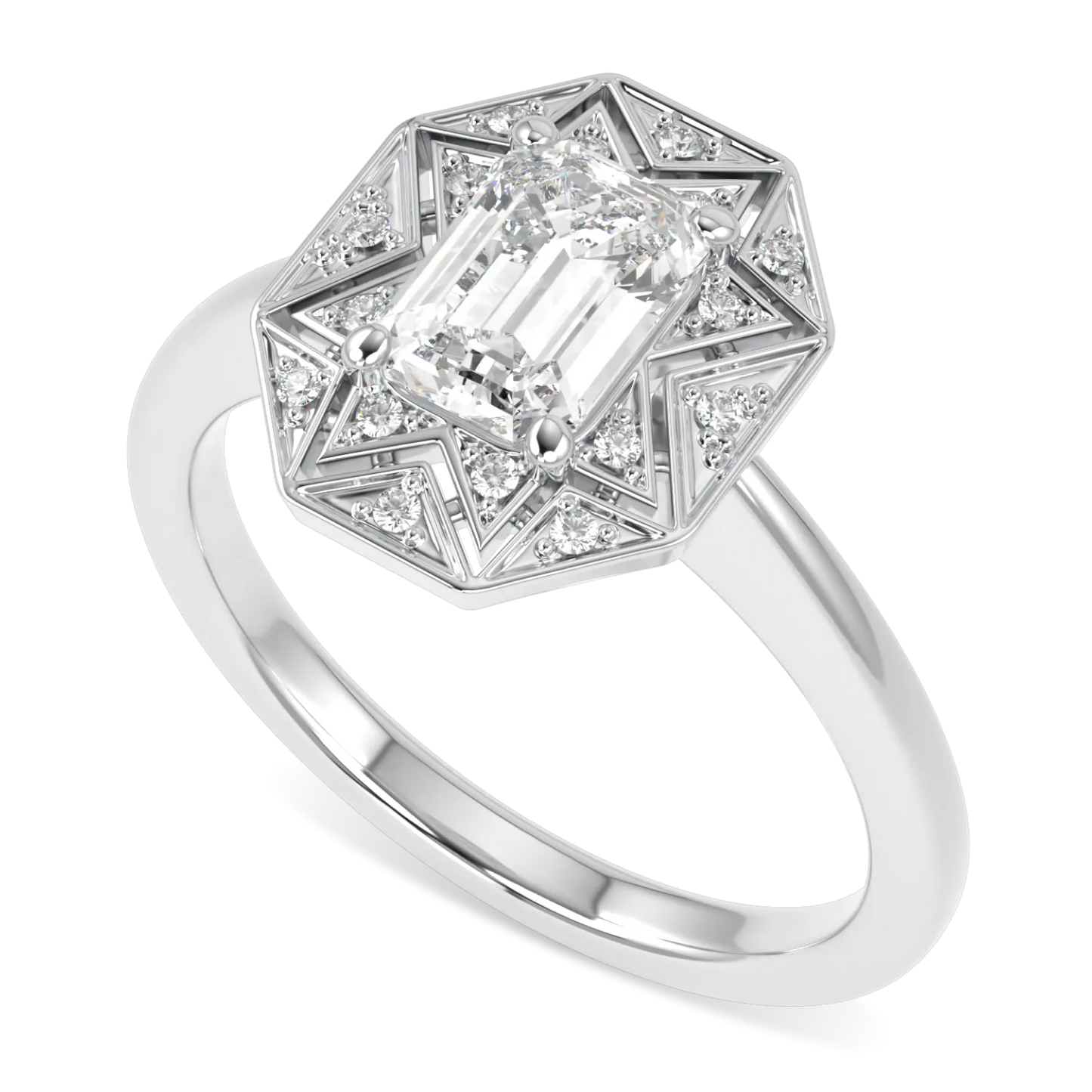 Platinum 0.70cts Emerald Cut Diamond engagement ring from Blacklock's Hawthorn collection