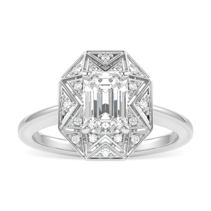 Hawthorn collection 0.70cts emerald cut diamond engagement ring set in Platinum, Blacklock Jewellery — side view
