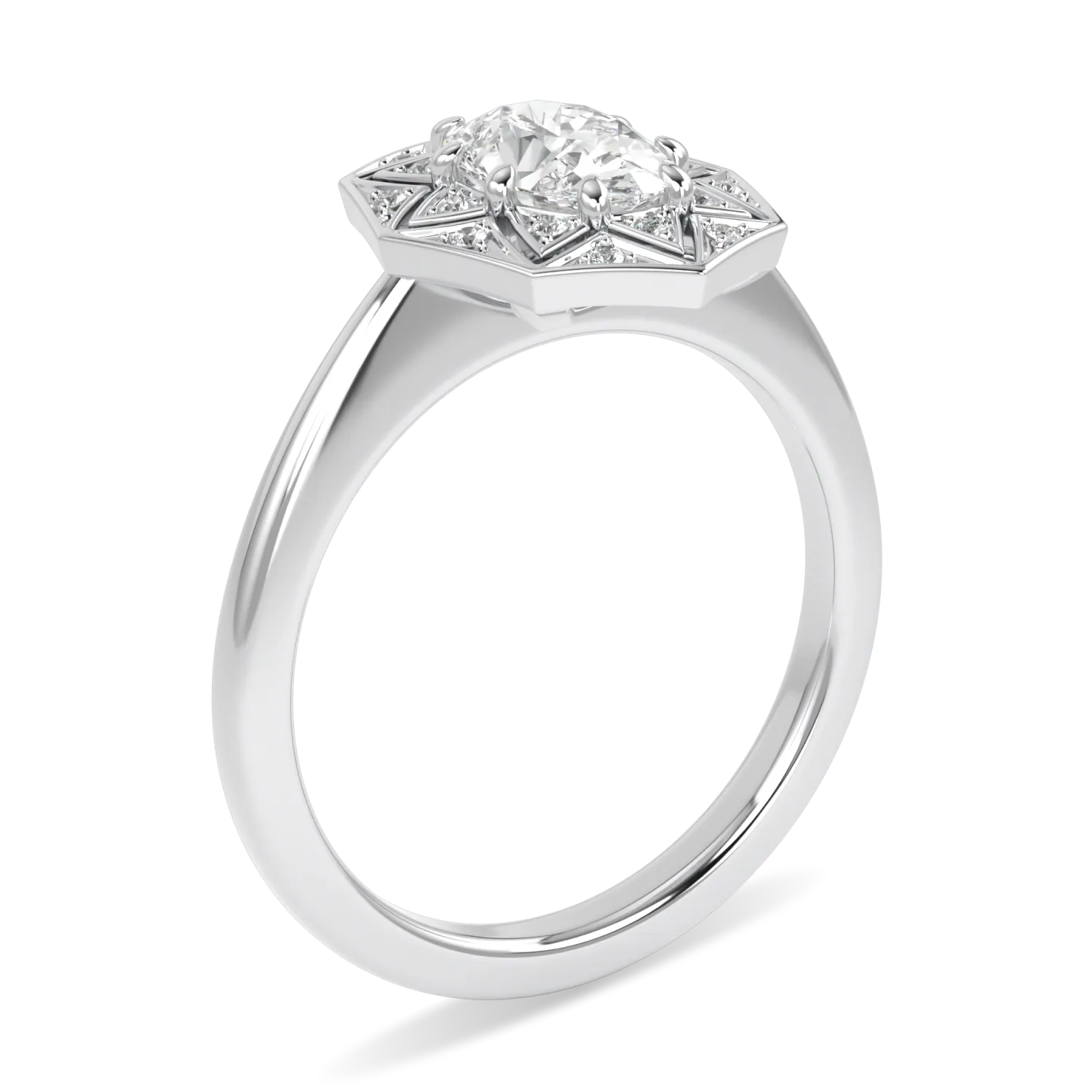 Handcrafted Platinum Diamond engagement ring by Blacklock, Hawthorn collection — detail view