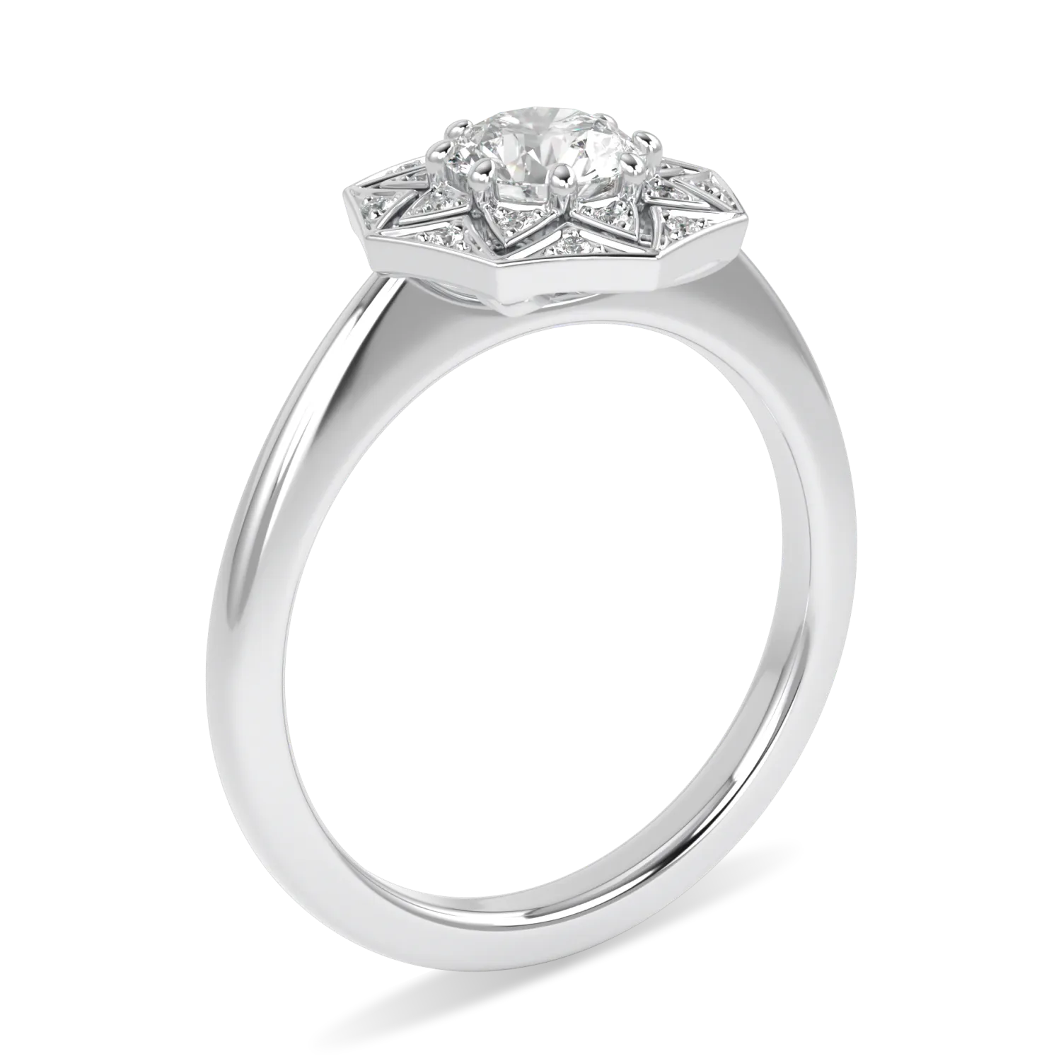 Hawthorn collection diamond engagement ring in Platinum, Blacklock Jewellery — detail view