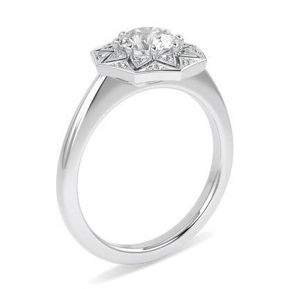 Platinum 0.70ct Round Brilliant Cut Diamond engagement ring from Blacklock's Hawthorn range — detail view