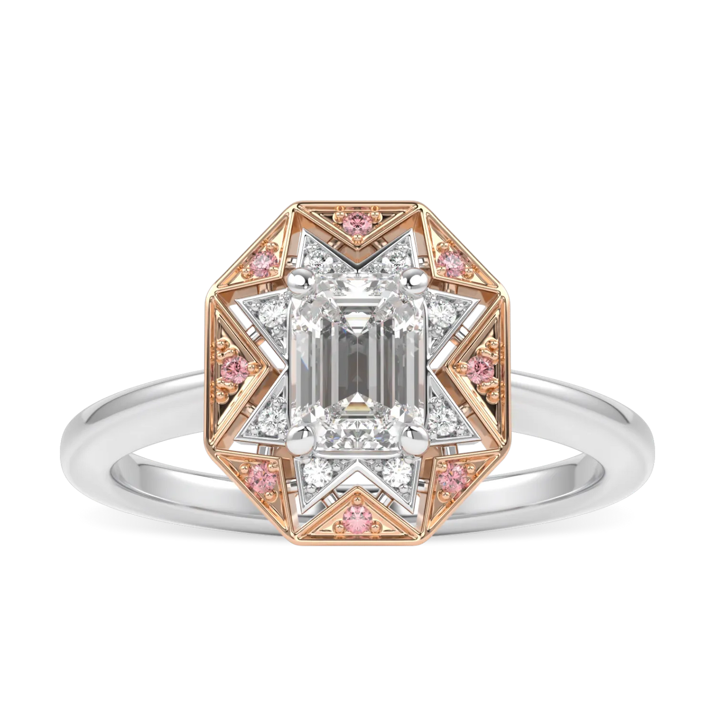 Handcrafted Platinum and Rose Gold 0.50cts diamond engagement ring by Blacklock, Hawthorn collection — side view