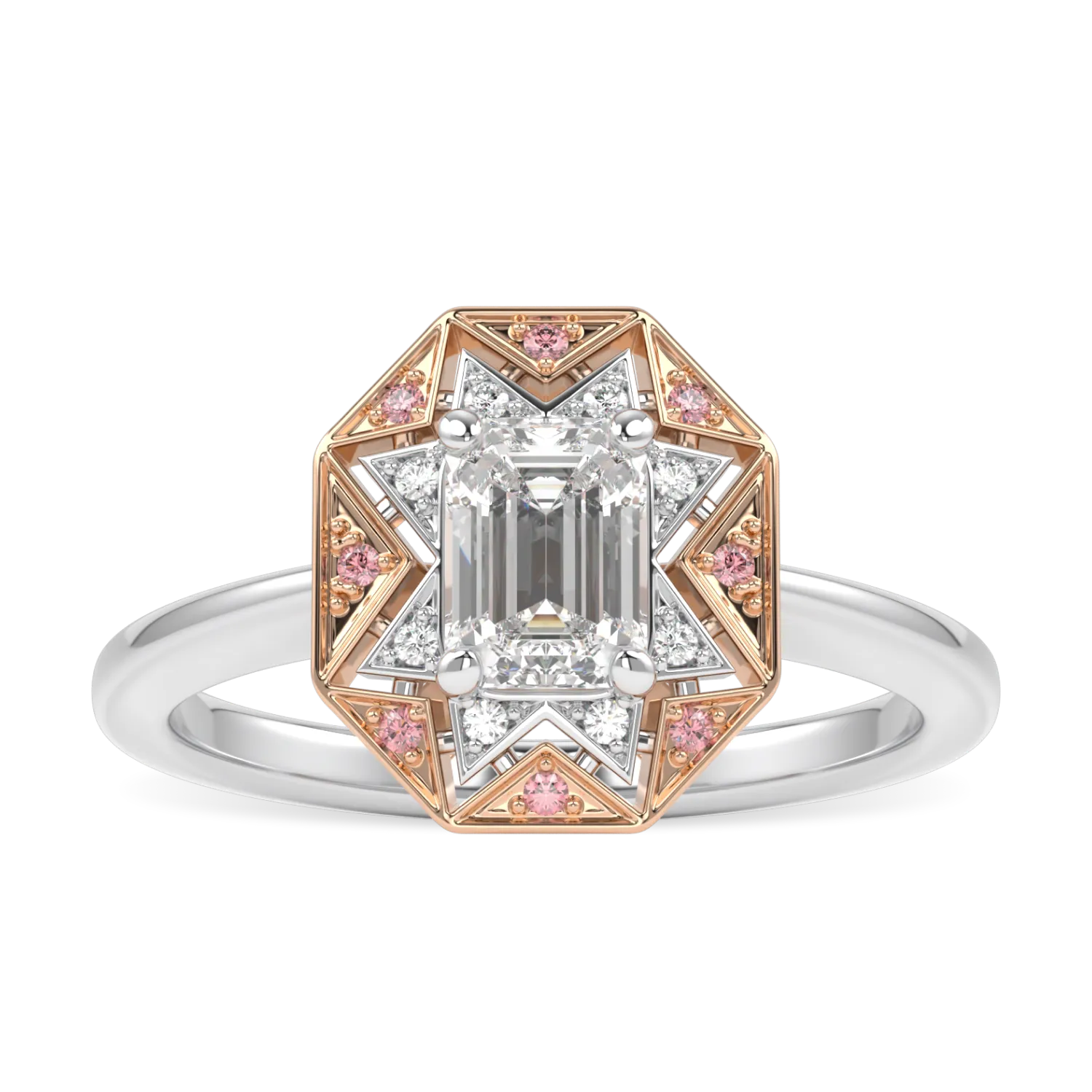 Handcrafted Platinum and Rose Gold 0.50cts diamond engagement ring by Blacklock, Hawthorn collection — side view