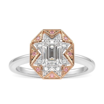 Handcrafted Platinum and Rose Gold 0.50cts diamond engagement ring by Blacklock, Hawthorn collection — side view