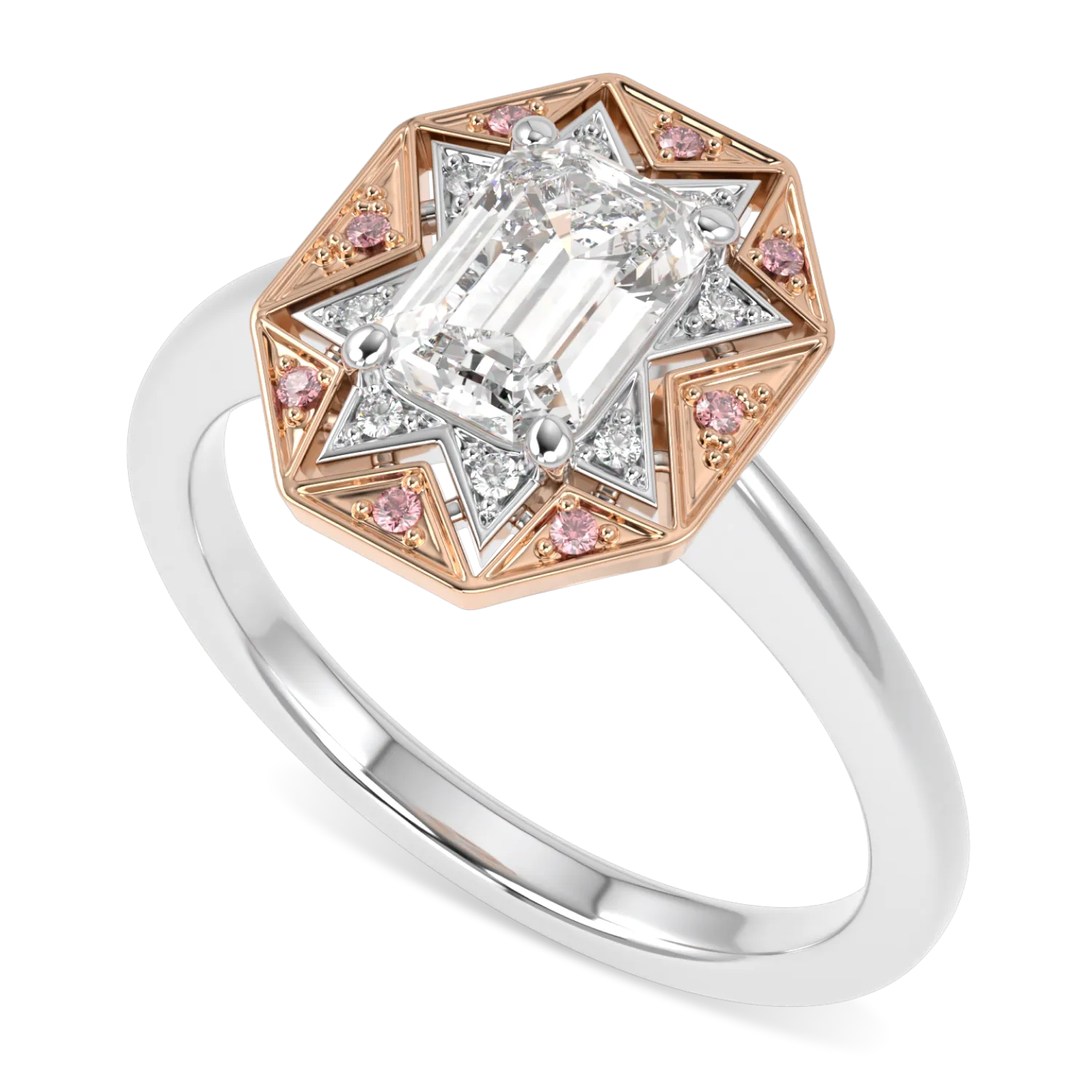 18ct Rose Gold And Platinum Emerald Cut Diamond Engagement Ring 0.80cts by Blacklock Jewellery, Hawthorn collection