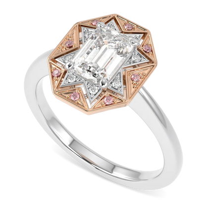 18ct Rose Gold And Platinum Emerald Cut Diamond Engagement Ring 0.80cts by Blacklock Jewellery, Hawthorn collection