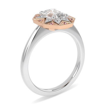 Handcrafted Platinum and Rose Gold 0.80cts diamond engagement ring by Blacklock, Hawthorn collection — detail view