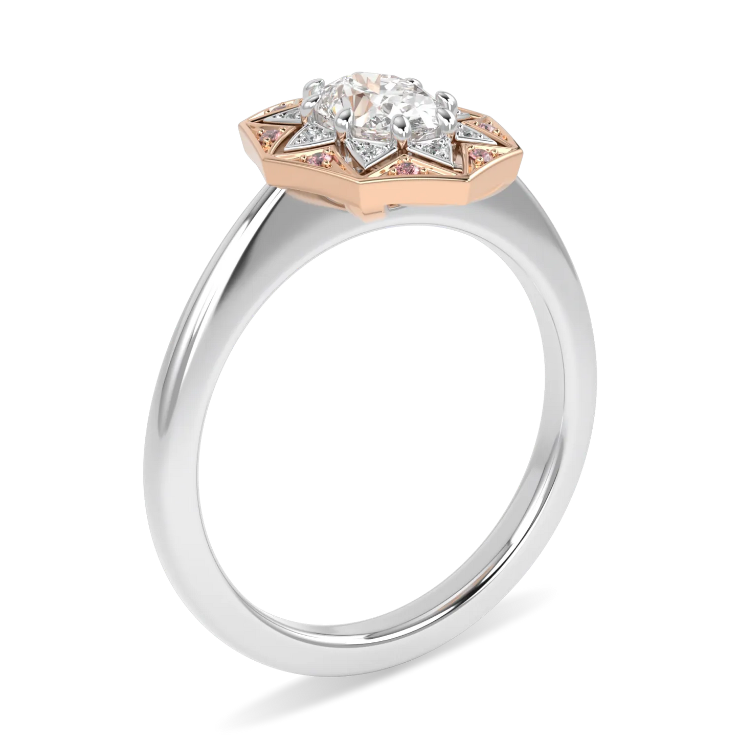 Platinum and 18ct Rose Gold Oval Diamond Engagement Ring 0.50cts by Blacklock Jewellery, Hawthorn collection — detail view