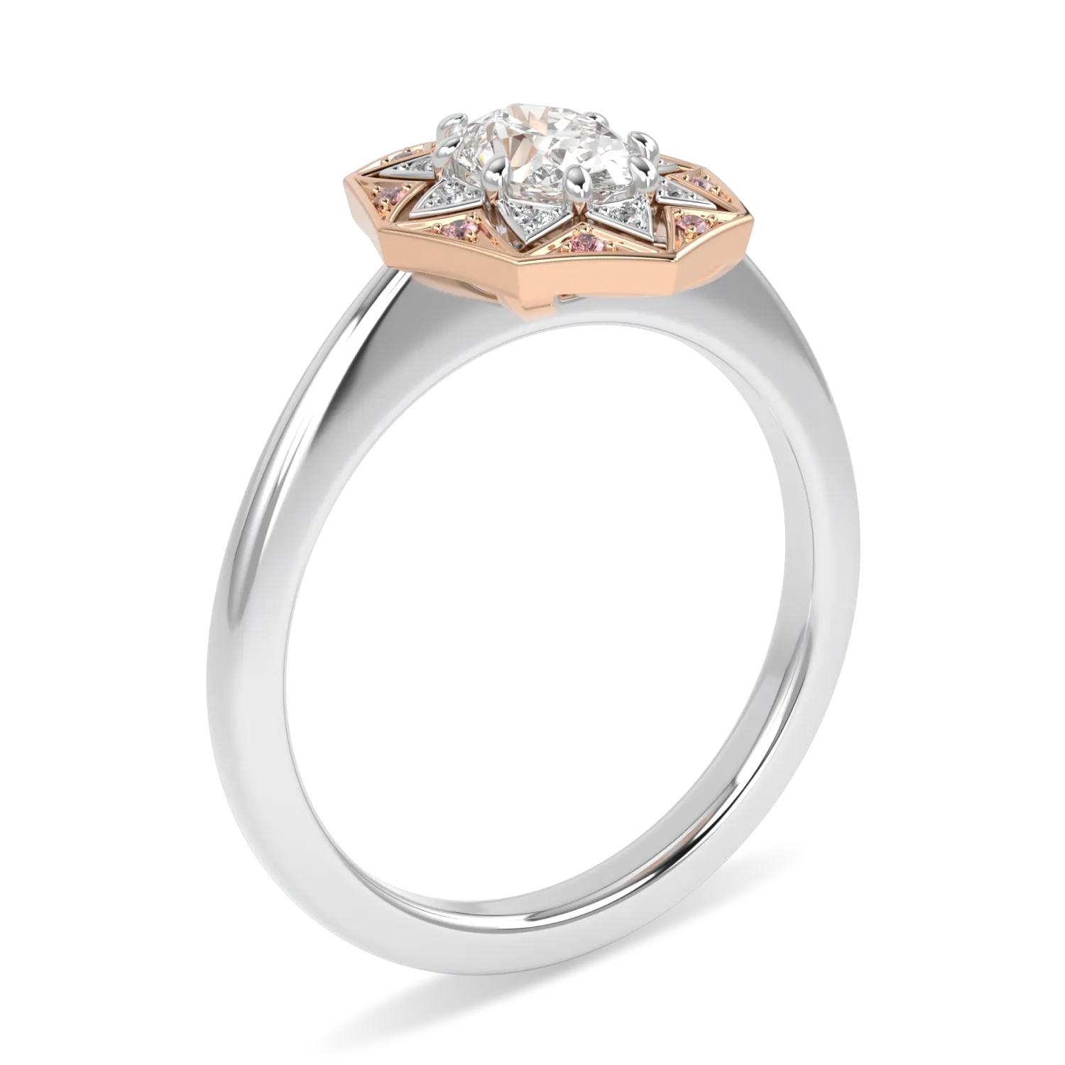 Platinum and 18ct Rose Gold Oval Diamond Engagement Ring 0.50cts by Blacklock Jewellery, Hawthorn collection — detail view